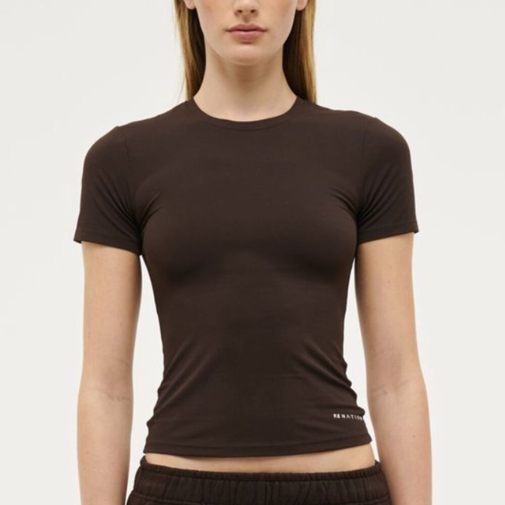 P.E NATION Foundation Short Sleeve Tee in Coffee, 2XS NWT